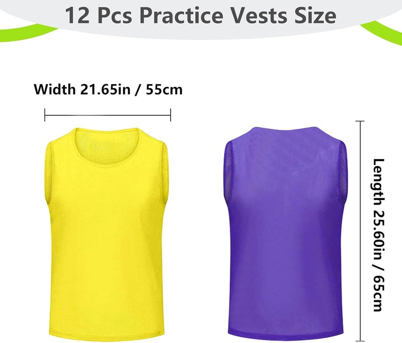 Mofech 12 Pack Pro Training Pinnies for Youth & Adult Mesh High-Vis Scrimmage Vests for Soccer, Basketball, Volleyball Teams - Image 2